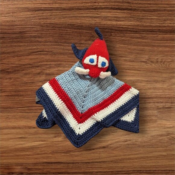 Handmade Crochet Baby Lovey Blanket With airplane Design By Hooked On The Sea - - Picture 1 of 6